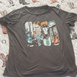 Graphic Tee with Western Print